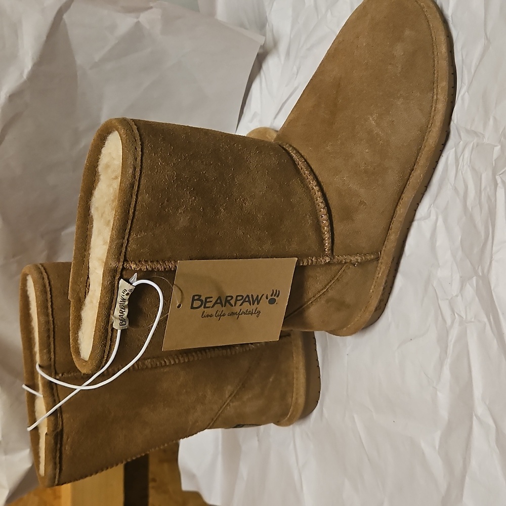 NWT BearPaw Tan Suede Mid Calf Boots Womens Size 7 - Picture 7 of 9